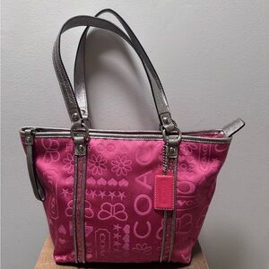 Vintage Coach Pink Glitter Bandanna Tote